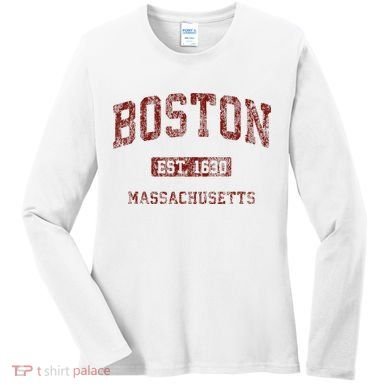 Boston Massachusetts Athletic Throwback Women's Long Sleeve Shirt