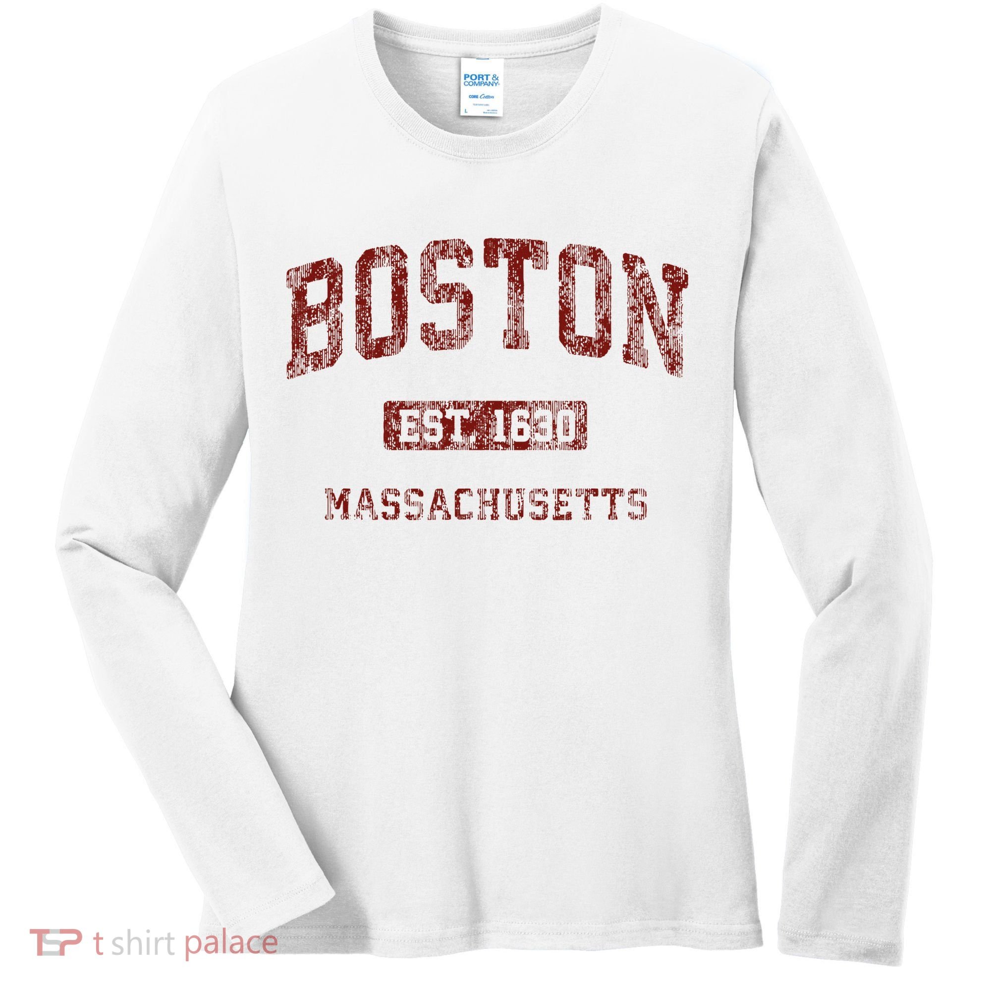 Boston Massachusetts Athletic Throwback Women's Long Sleeve Shirt