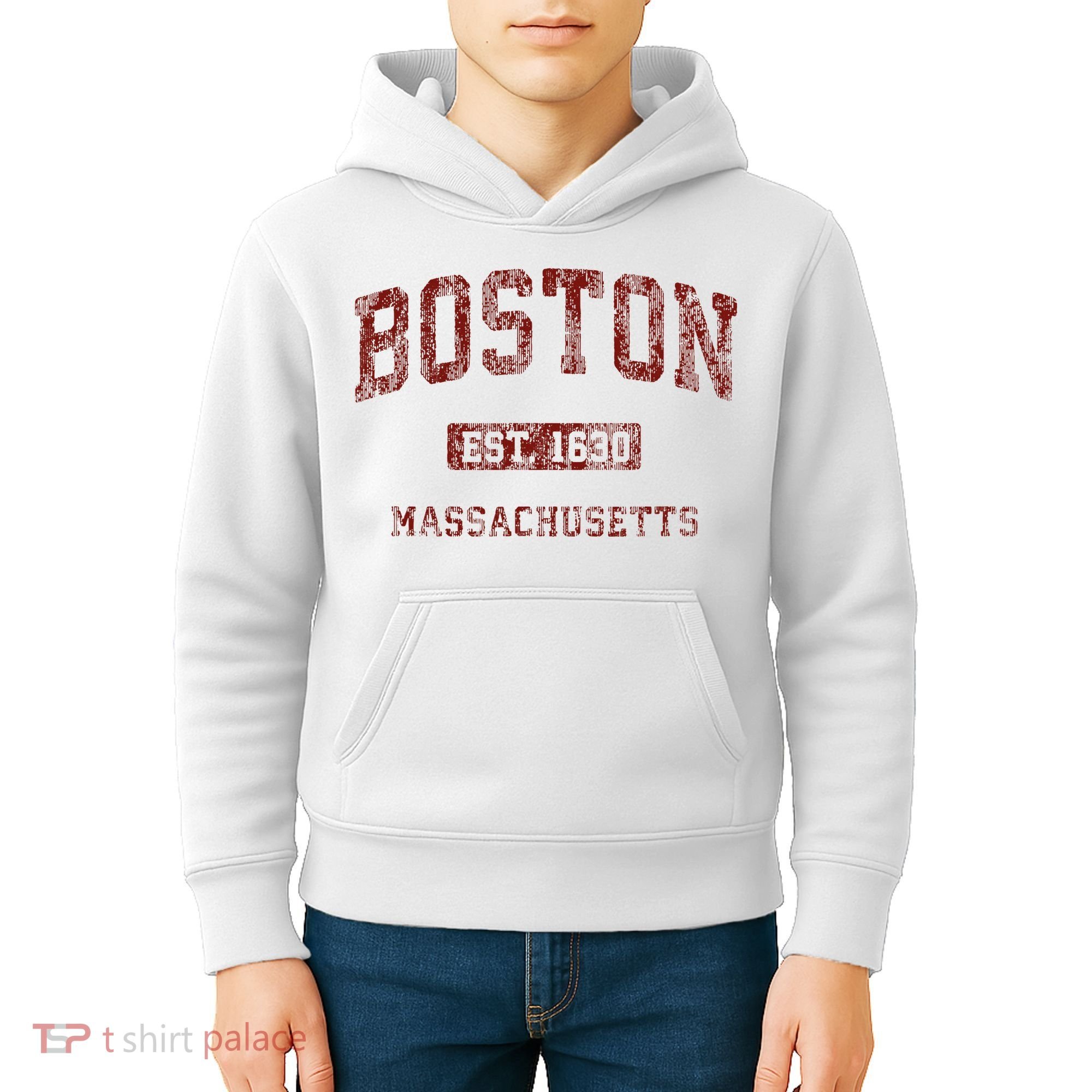 Boston Massachusetts Athletic Throwback Kids Hoodie