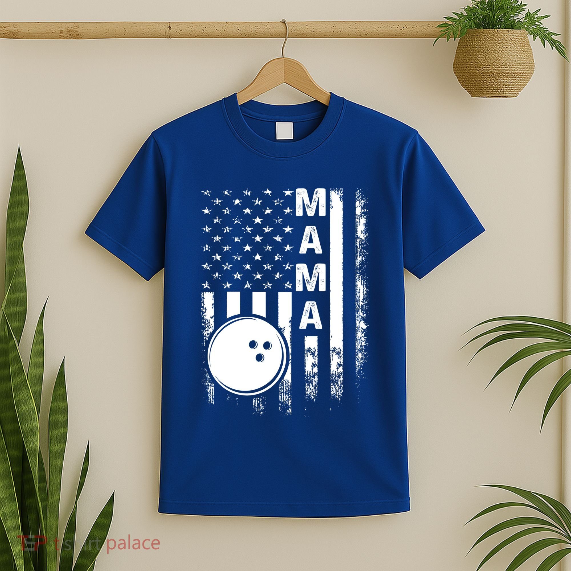 Bowling Mama American Flag Vintage Christmas Xmas Gift T-Shirt