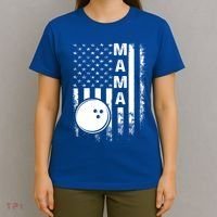 Bowling Mama American Flag Vintage Christmas Xmas Gift T-Shirt thumb 4