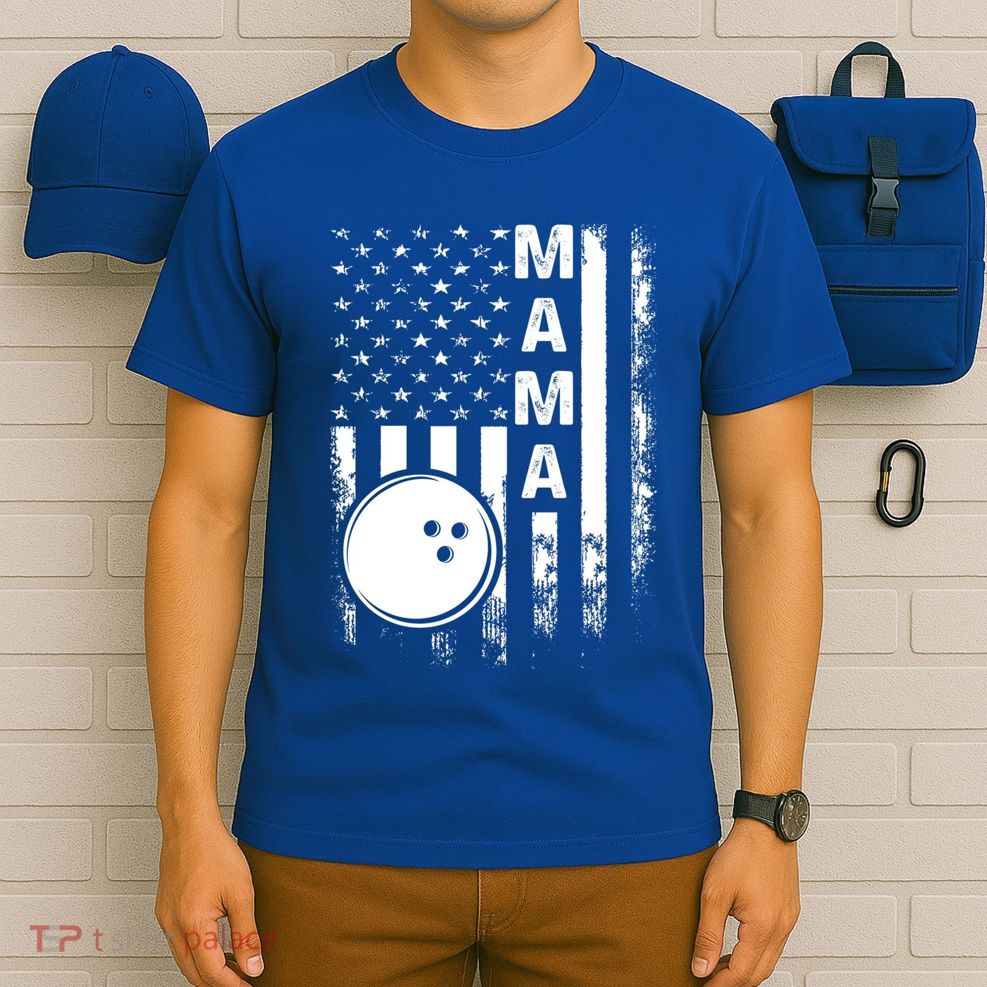 Bowling Mama American Flag Vintage Christmas Xmas Gift T-Shirt