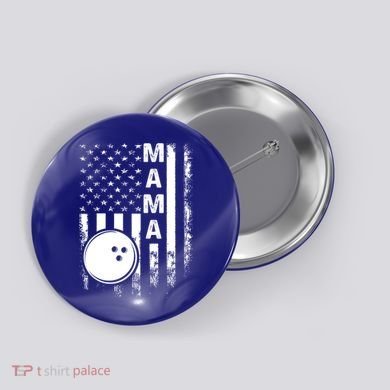 Bowling Mama American Flag Vintage Christmas Xmas Gift Button