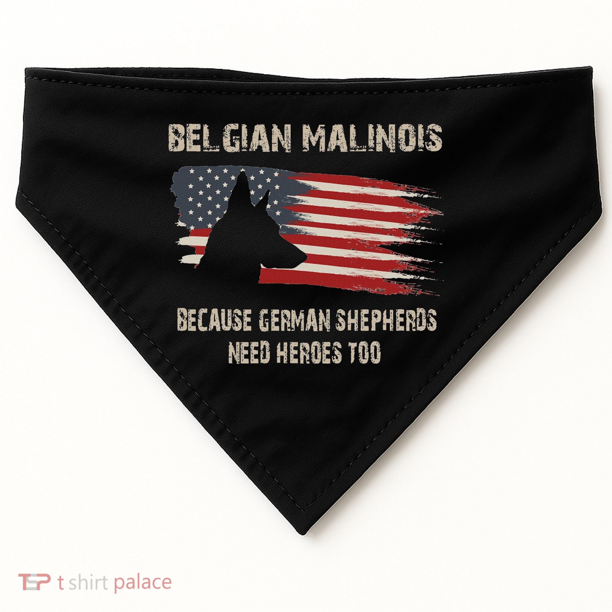 Belgian Malinois American Flag USA-Made Doggie Bandana