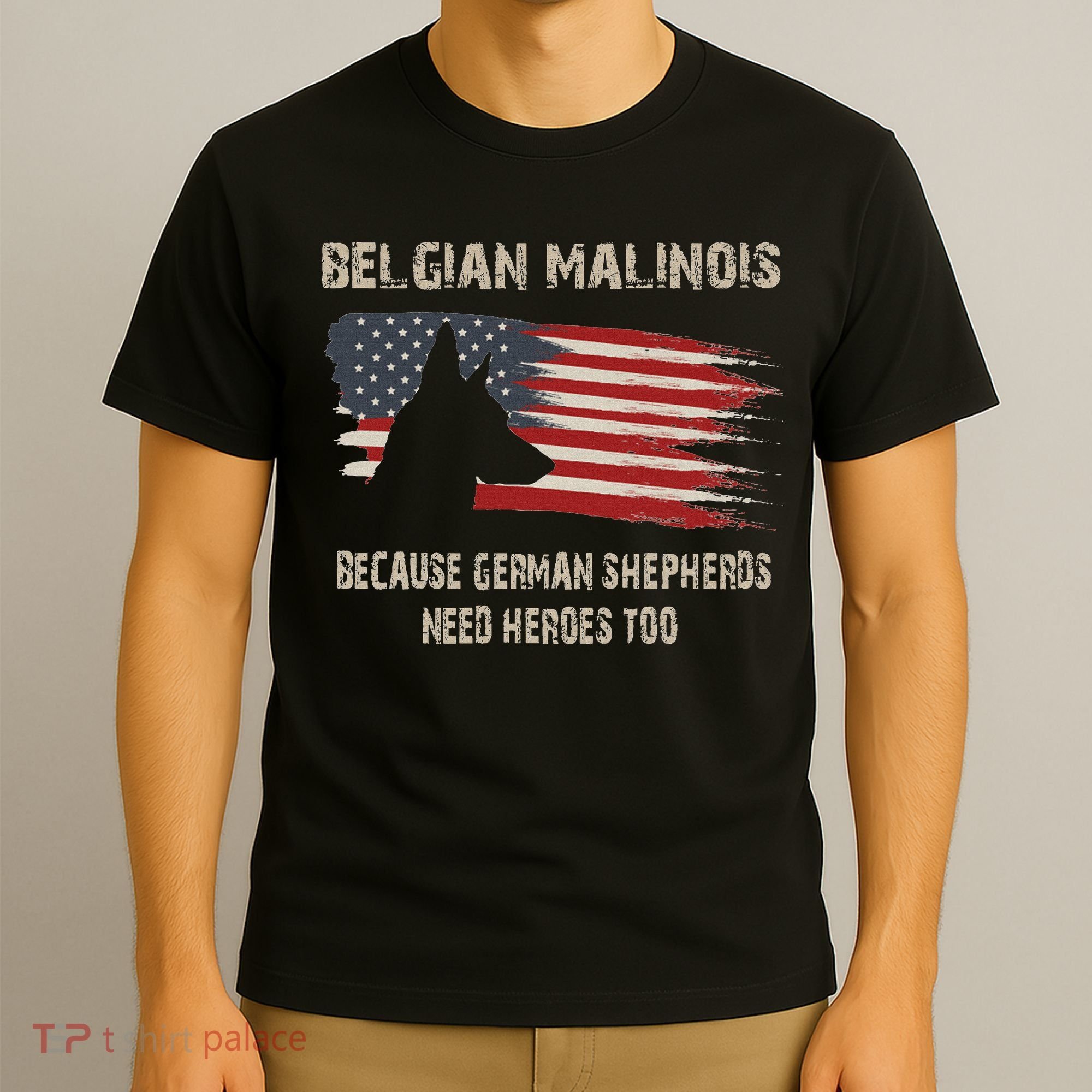 Belgian Malinois American Flag T-Shirt