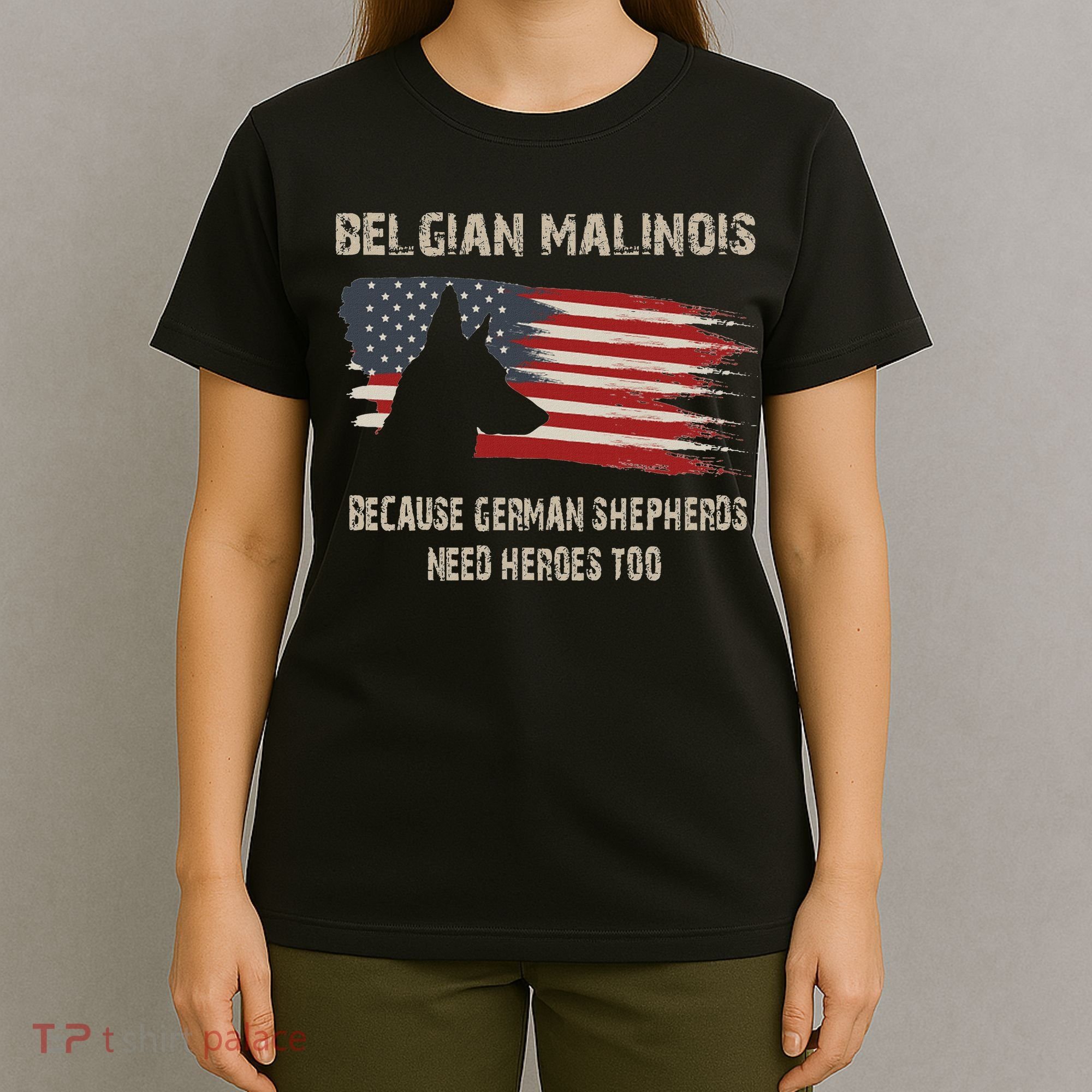 Belgian Malinois American Flag T-Shirt