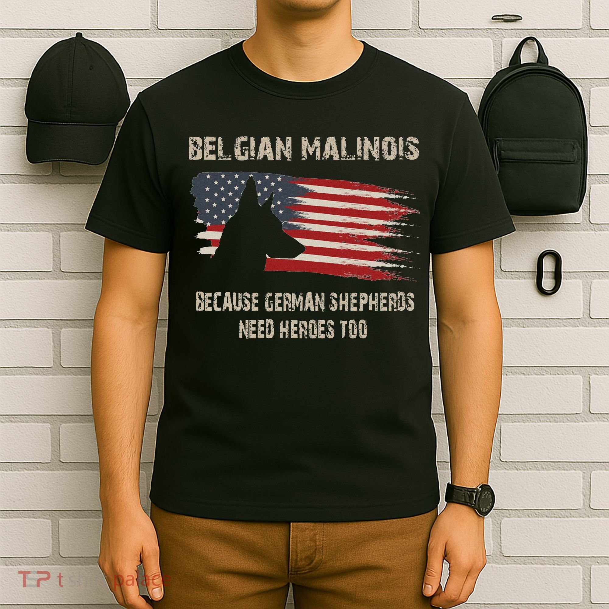 Belgian Malinois American Flag T-Shirt