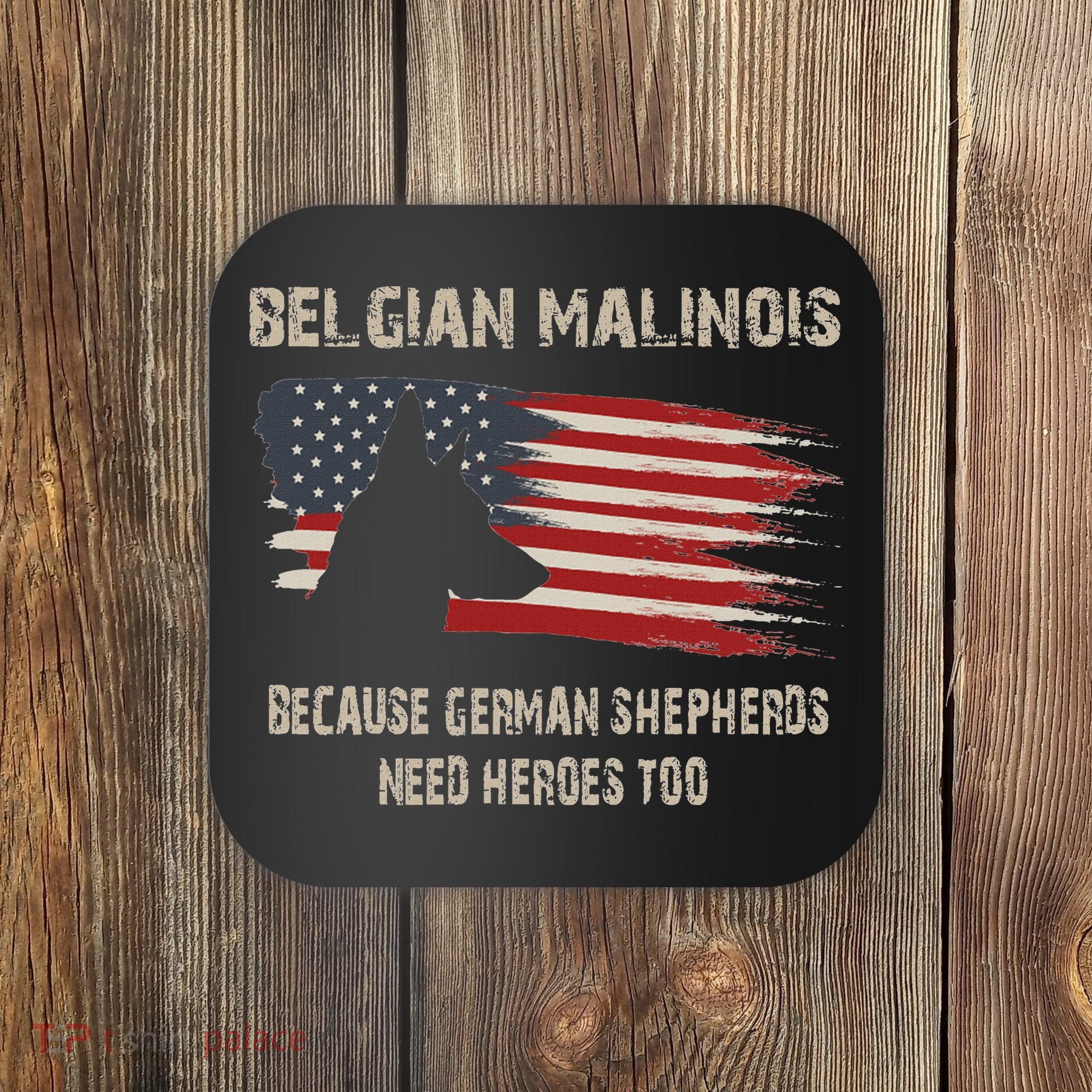 Belgian Malinois American Flag Coaster