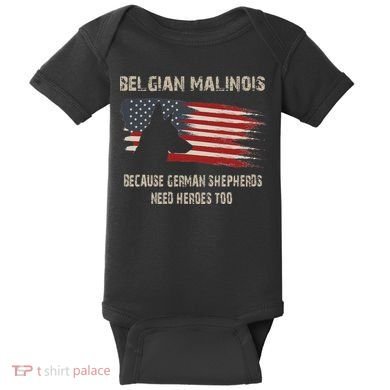 Belgian Malinois American Flag Baby Bodysuit