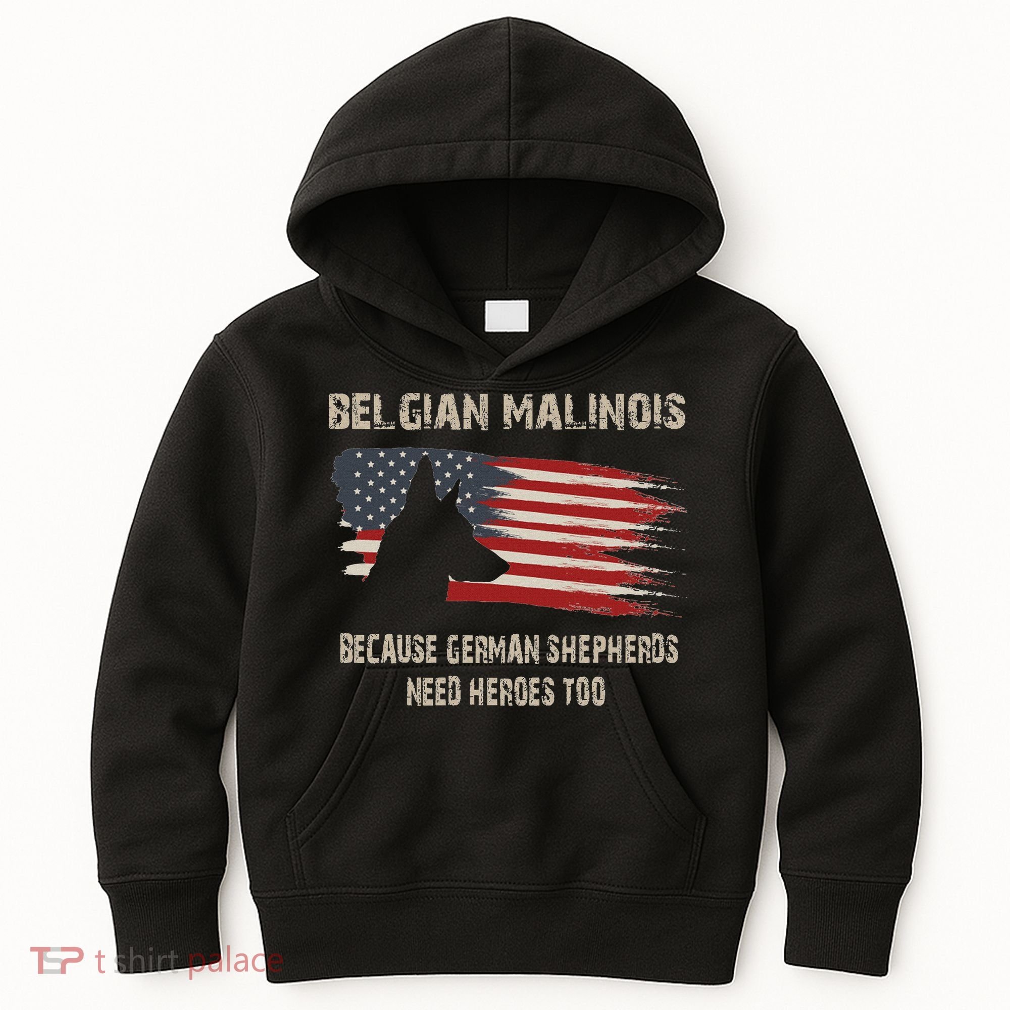 Belgian Malinois American Flag Kids Hoodie