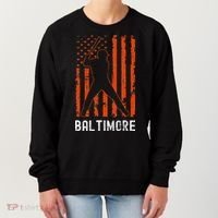 Baltimore Maryland American Flag Baseball Weathered Women's Sweatshirt thumb 0