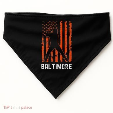 Baltimore Maryland American Flag Baseball Weathered USA-Made Doggie Bandana
