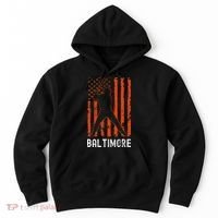 Baltimore Maryland American Flag Baseball Weathered Hoodie thumb 0