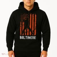 Baltimore Maryland American Flag Baseball Weathered Hoodie thumb 2