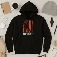 Baltimore Maryland American Flag Baseball Weathered Hoodie thumb 3