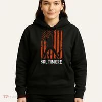 Baltimore Maryland American Flag Baseball Weathered Hoodie thumb 5