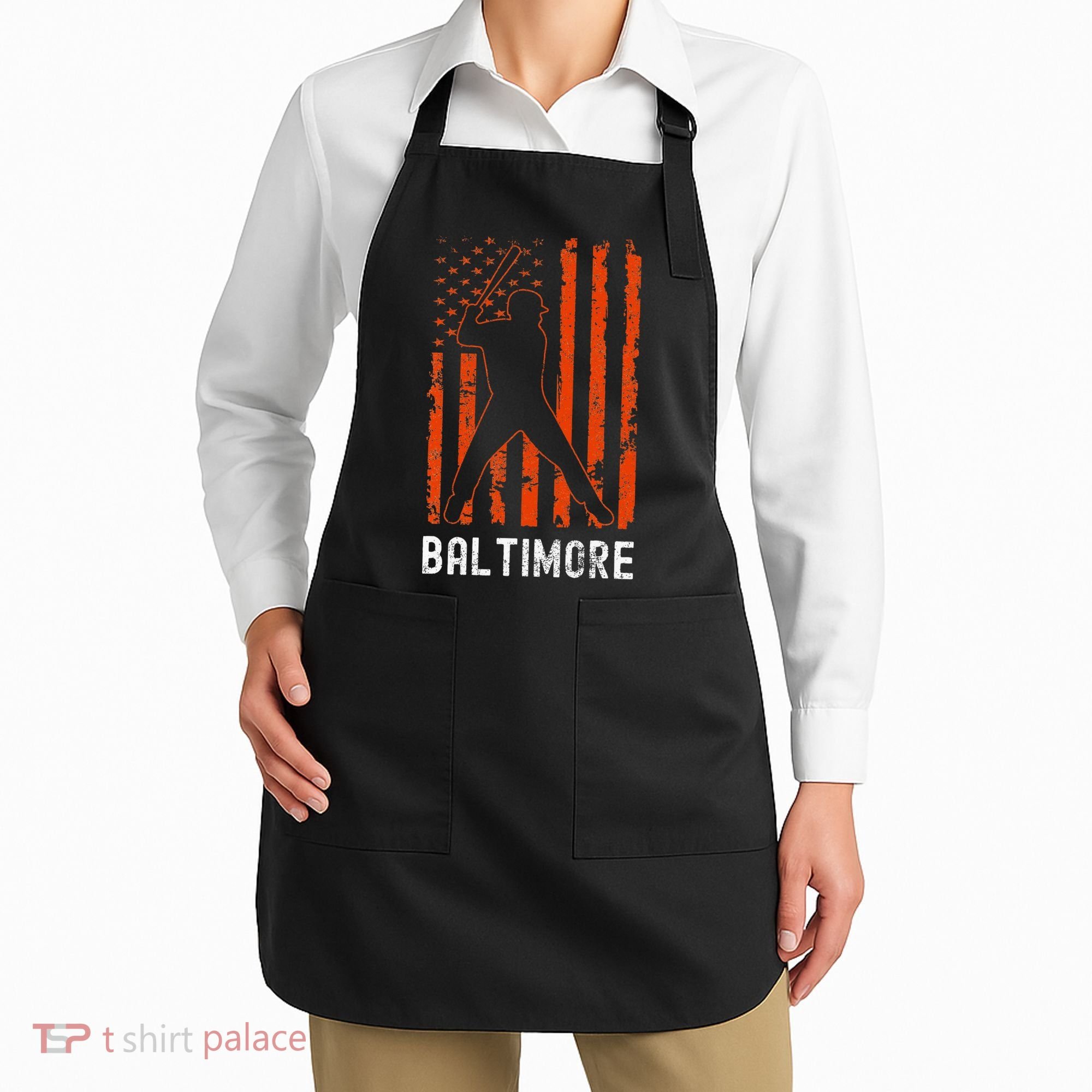 Baltimore Maryland American Flag Baseball Weathered Apron