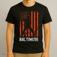 Baltimore Maryland American Flag Baseball Weathered T-Shirt thumb 3