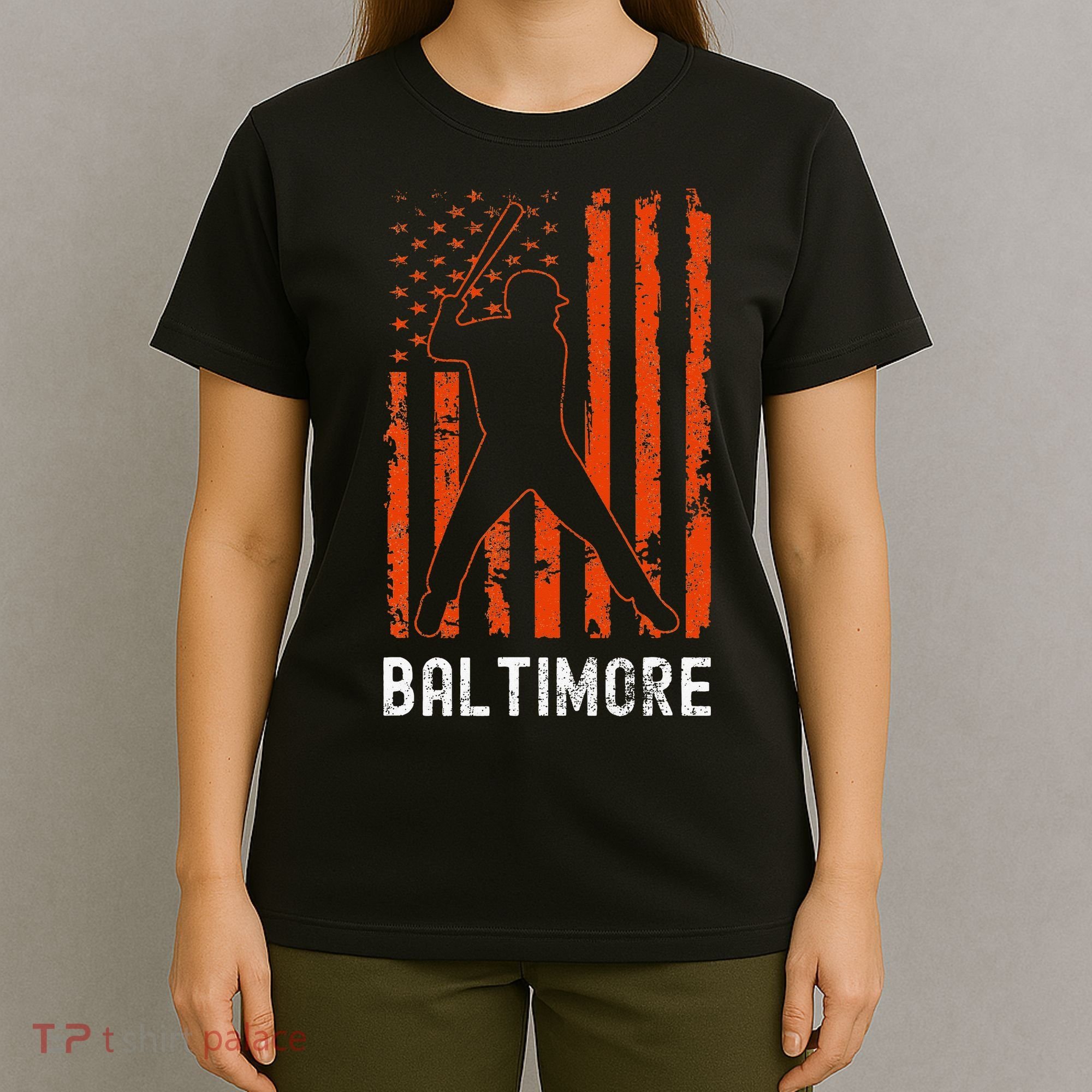 Baltimore Maryland American Flag Baseball Weathered T-Shirt