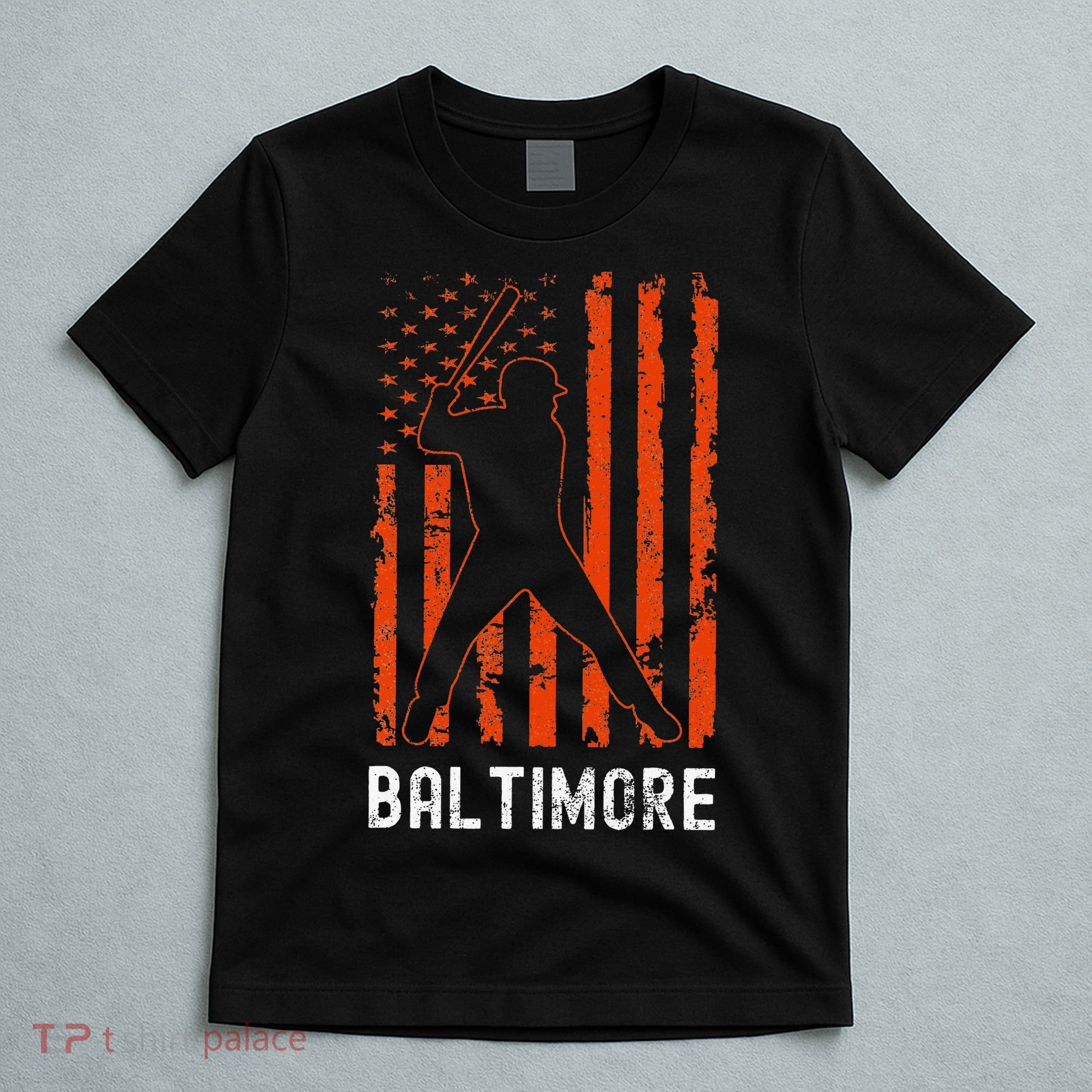 Baltimore Maryland American Flag Baseball Weathered T-Shirt