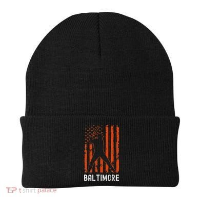 Baltimore Maryland American Flag Baseball Weathered Beanie