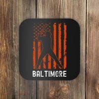 Baltimore Maryland American Flag Baseball Weathered Coaster thumb 0