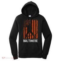 Baltimore Maryland American Flag Baseball Weathered Women's Hoodie thumb 0