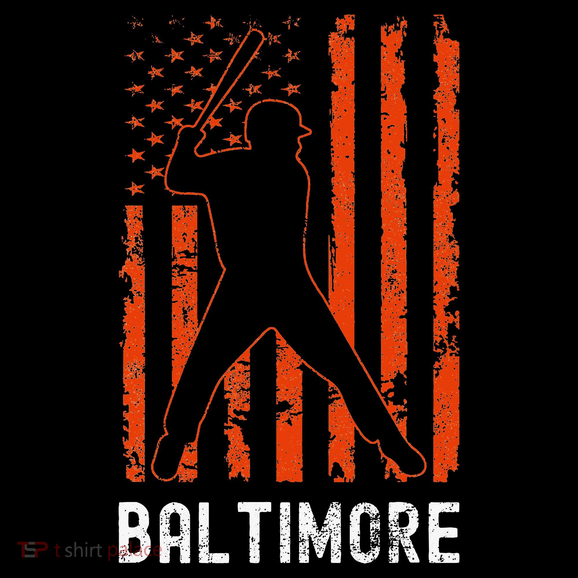 Baltimore Maryland American Flag Baseball Weathered Women's Hoodie