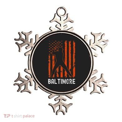 Baltimore Maryland American Flag Baseball Weathered Ornament