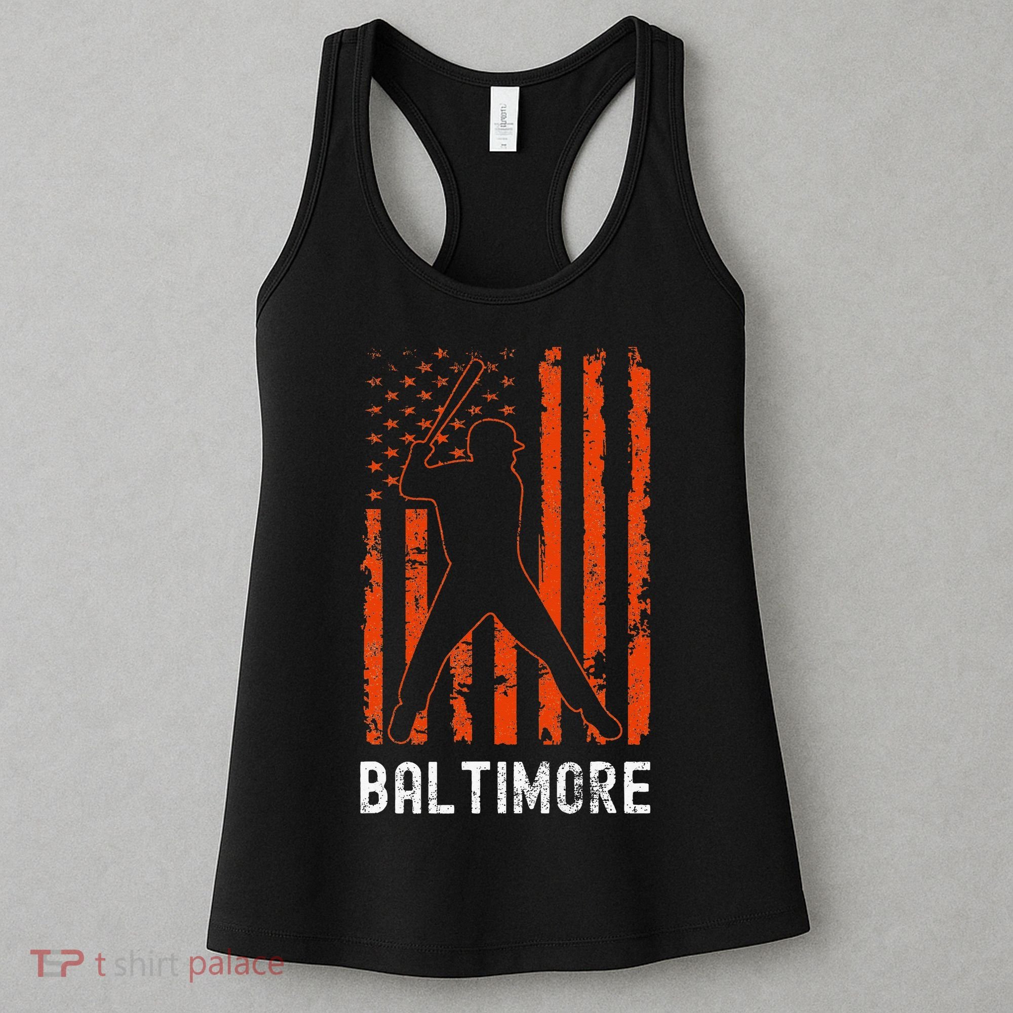 Baltimore Maryland American Flag Baseball Weathered Women's Tank Top