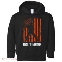 Baltimore Maryland American Flag Baseball Weathered Toddler Hoodie thumb 0