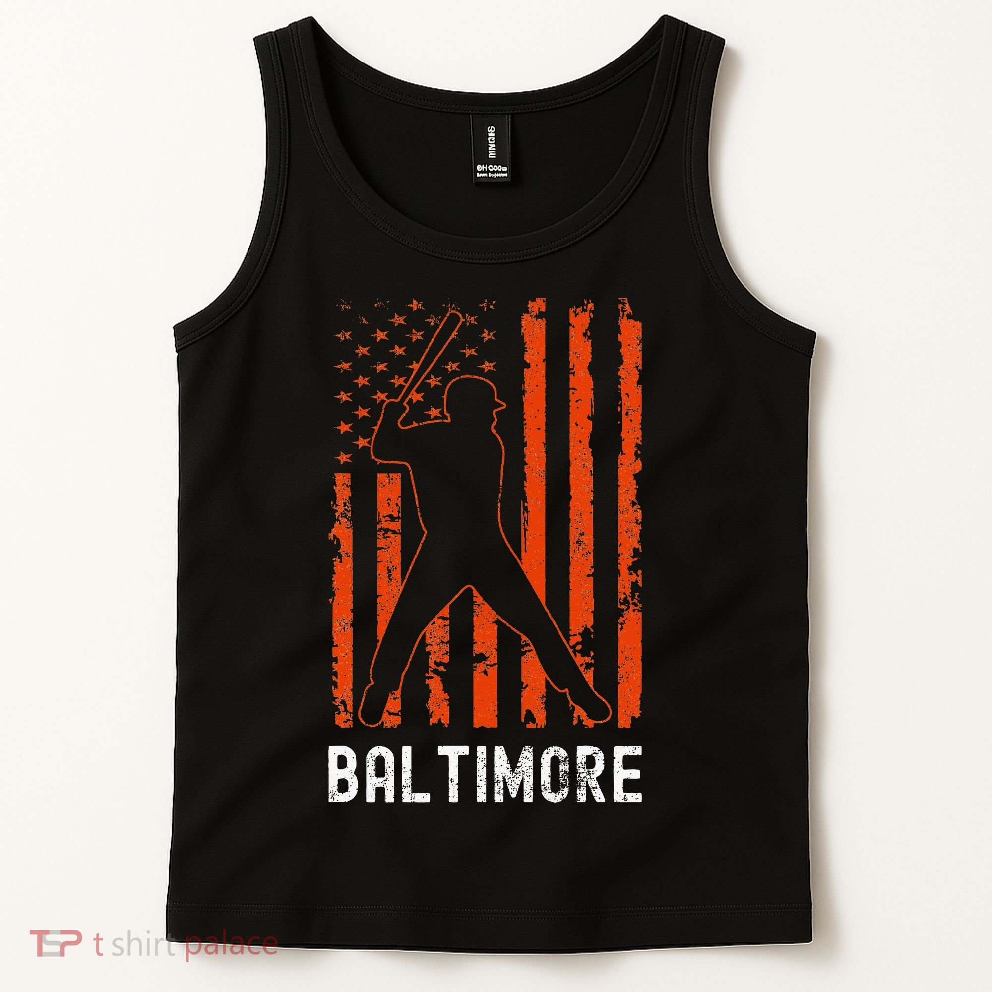 Baltimore Maryland American Flag Baseball Weathered Tank Top