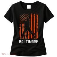 Baltimore Maryland American Flag Baseball Weathered Women's T-Shirt thumb 0