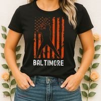 Baltimore Maryland American Flag Baseball Weathered Women's T-Shirt thumb 2