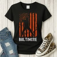 Baltimore Maryland American Flag Baseball Weathered Women's T-Shirt thumb 3