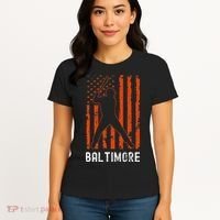 Baltimore Maryland American Flag Baseball Weathered Women's T-Shirt thumb 4