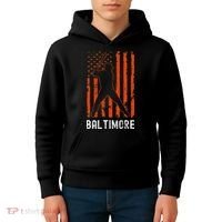 Baltimore Maryland American Flag Baseball Weathered Kids Hoodie thumb 4