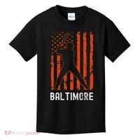 Baltimore Maryland American Flag Baseball Weathered Kids T-Shirt thumb 0
