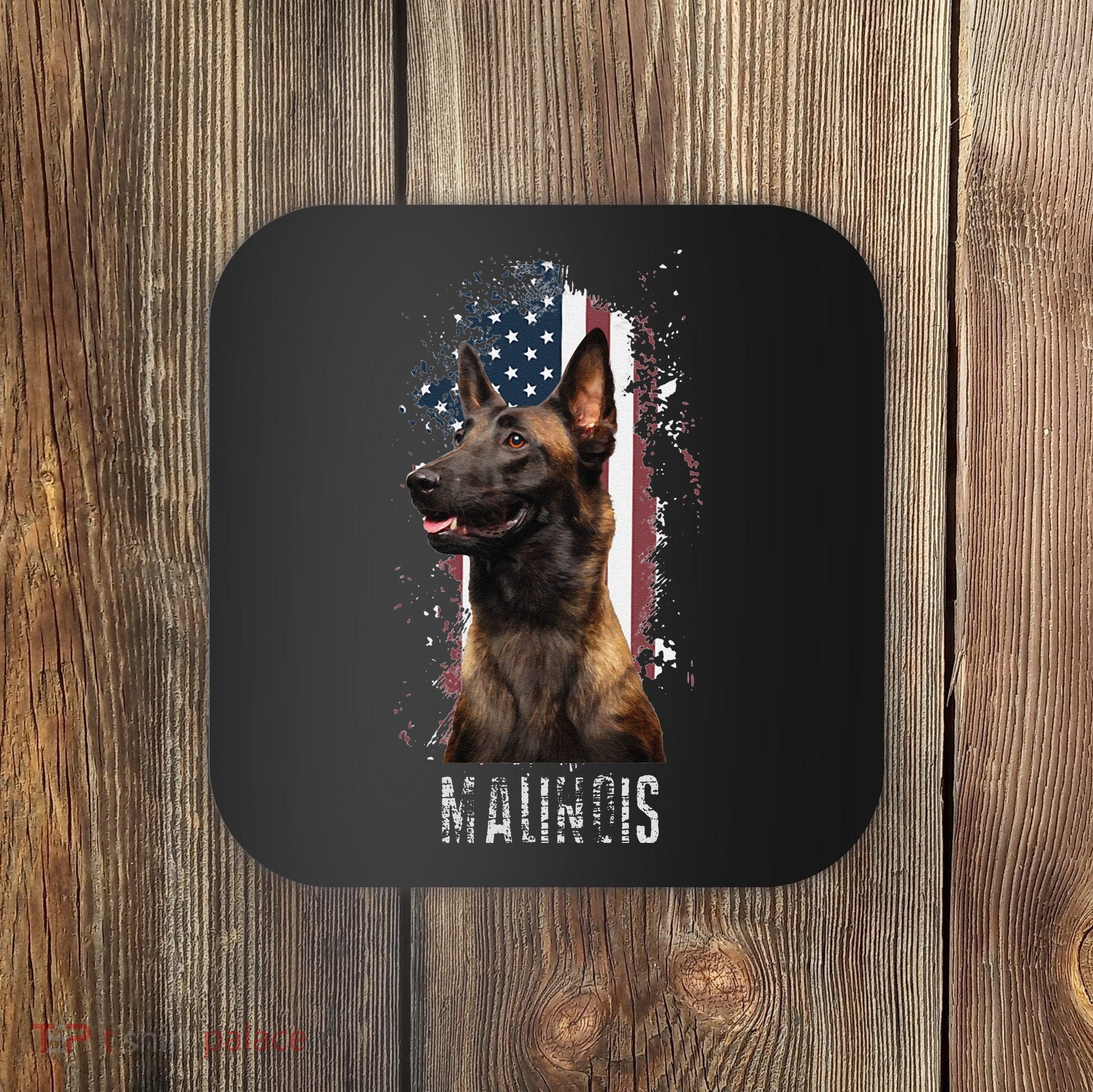Belgian Malinois American Flag Funny Dog Gift Love Coaster