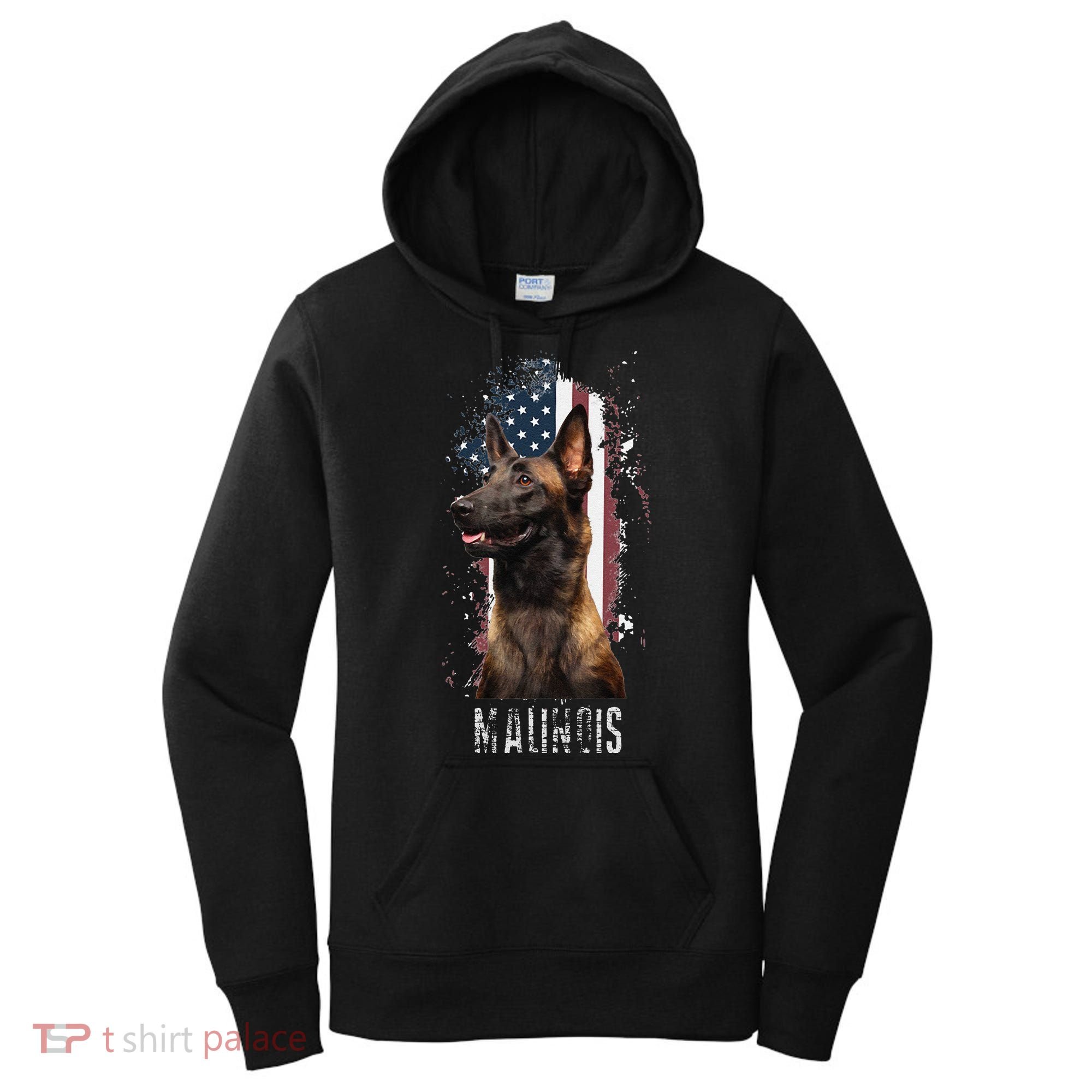 Belgian Malinois American Flag Funny Dog Gift Love Women's Hoodie