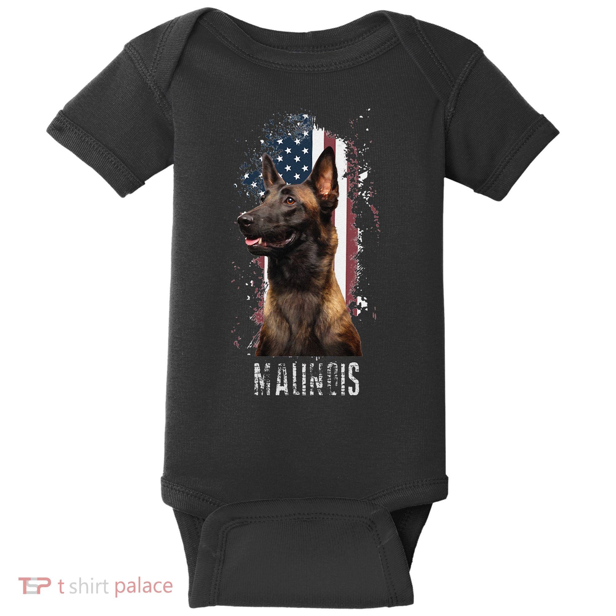 Belgian Malinois American Flag Funny Dog Gift Love Baby Bodysuit