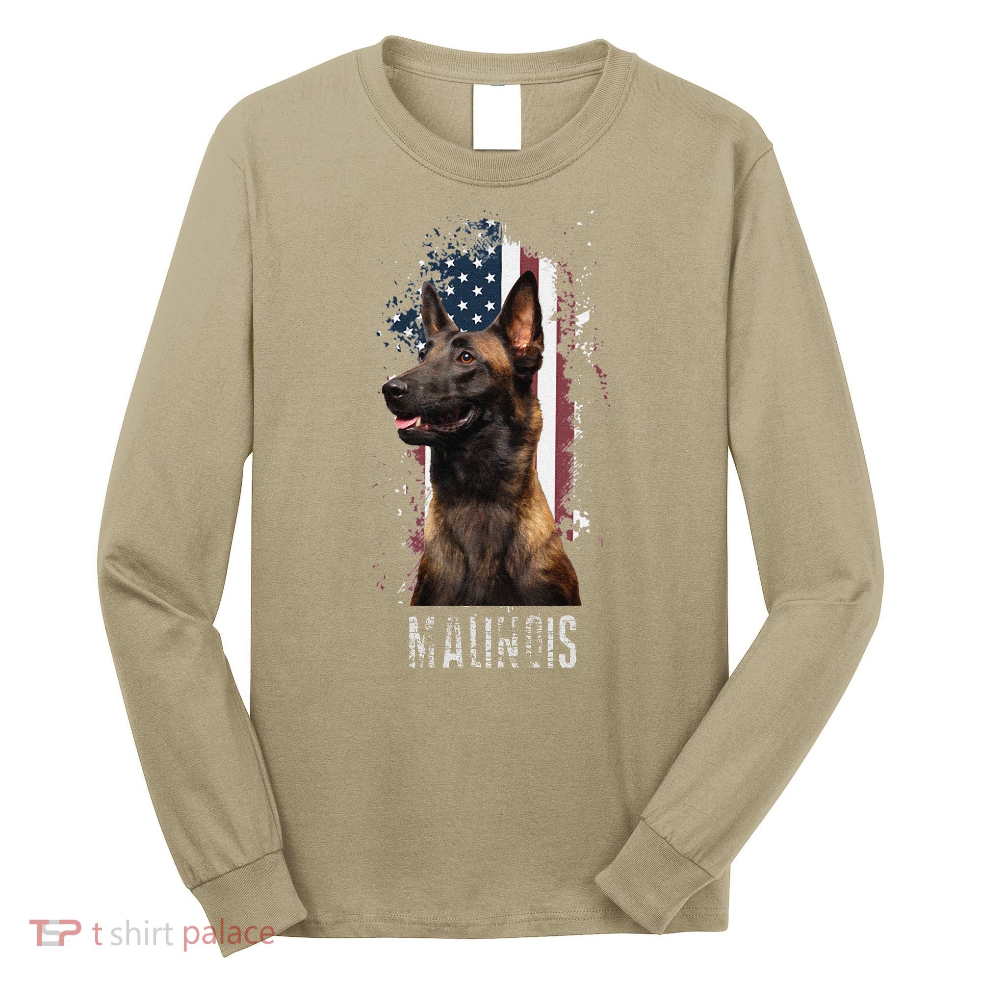 Belgian Malinois American Flag Funny Dog Gift Love Long Sleeve Shirt