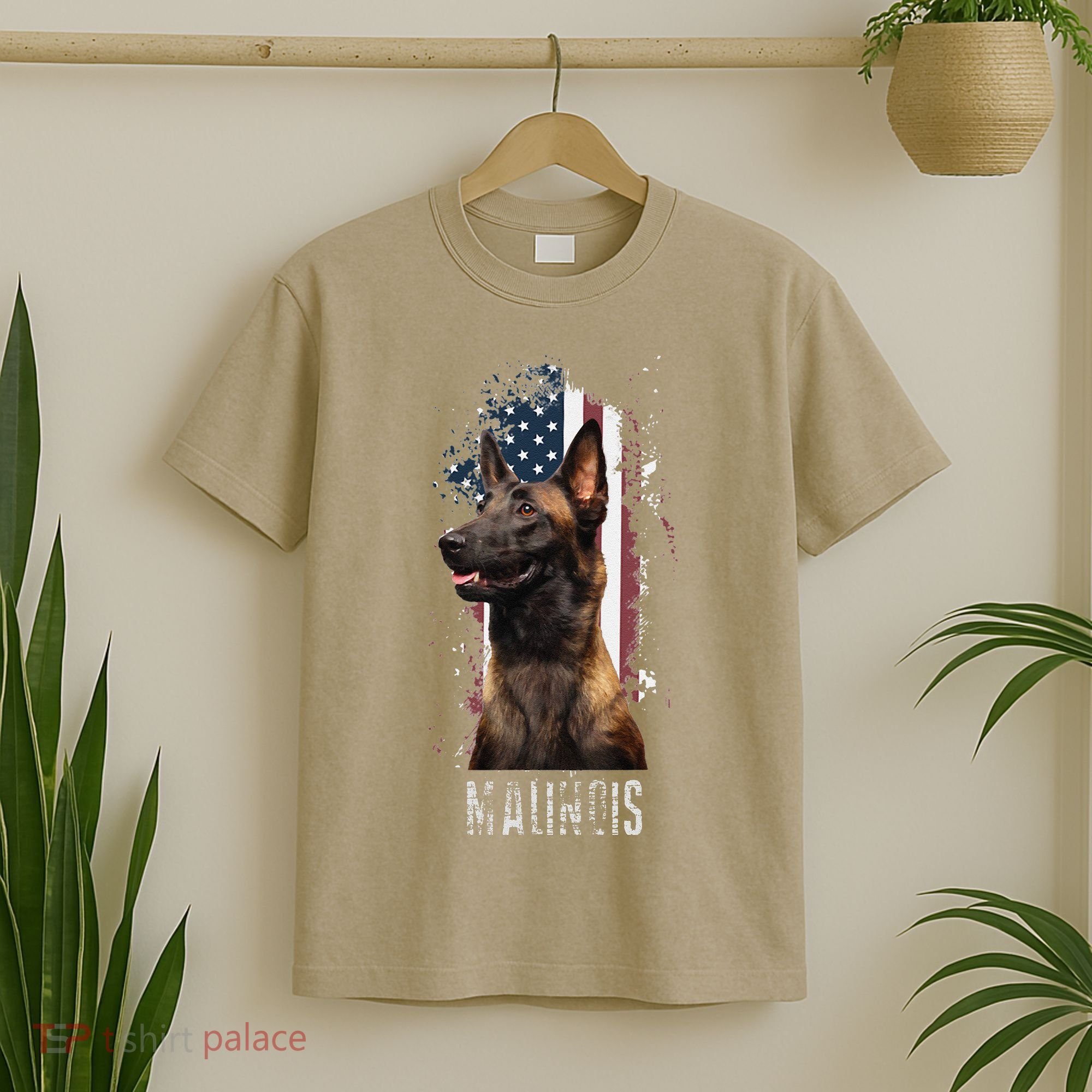 Belgian Malinois American Flag Funny Dog Gift Love T-Shirt