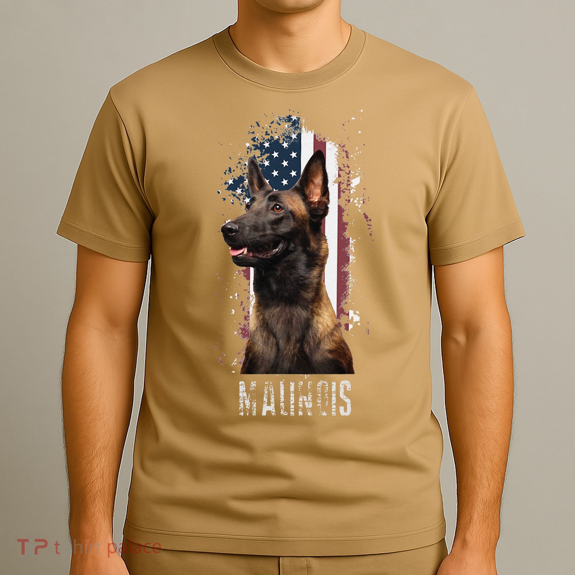 Belgian Malinois American Flag Funny Dog Gift Love T-Shirt