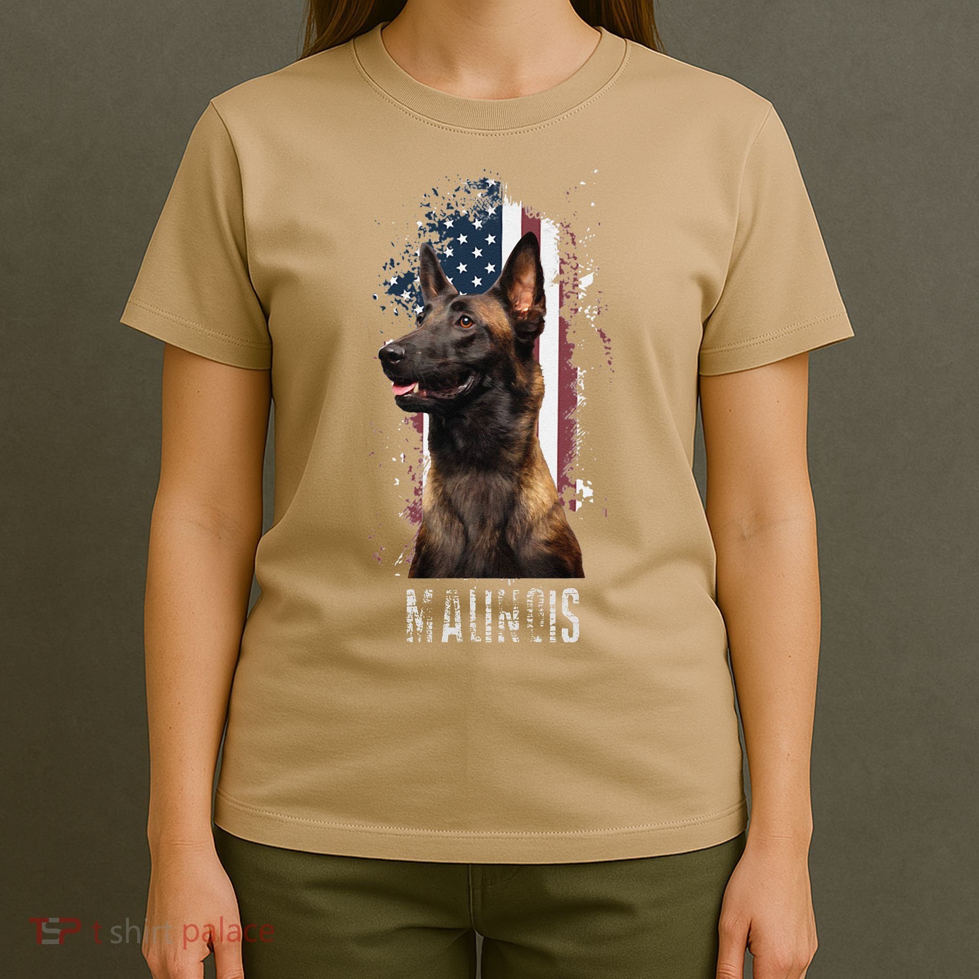 Belgian Malinois American Flag Funny Dog Gift Love T-Shirt