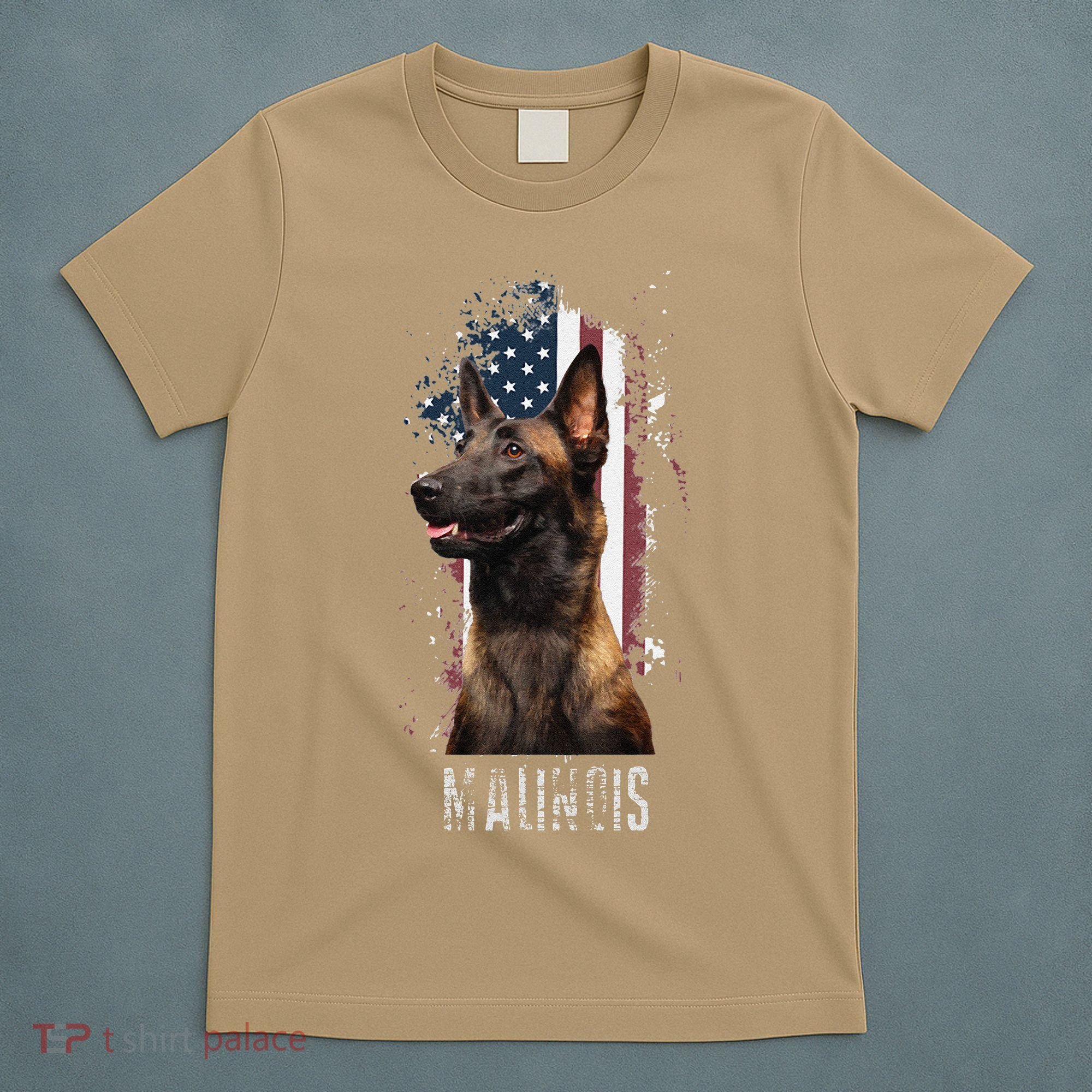 Belgian Malinois American Flag Funny Dog Gift Love T-Shirt