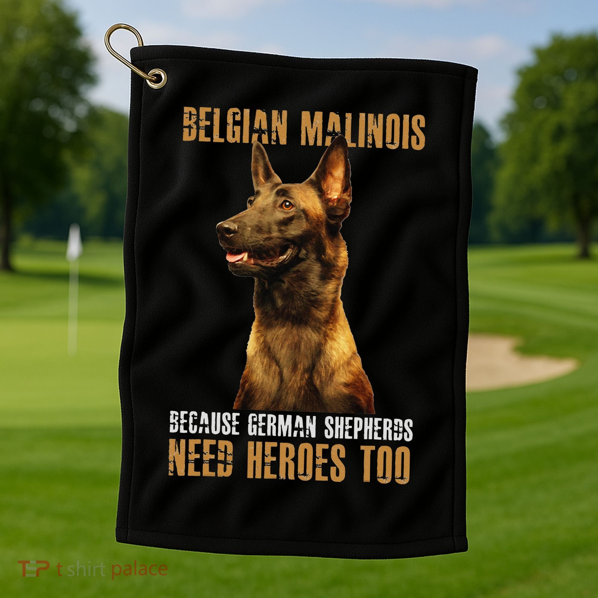 Belgian Malinois American Flag Funny Dog Gift Golf Towel