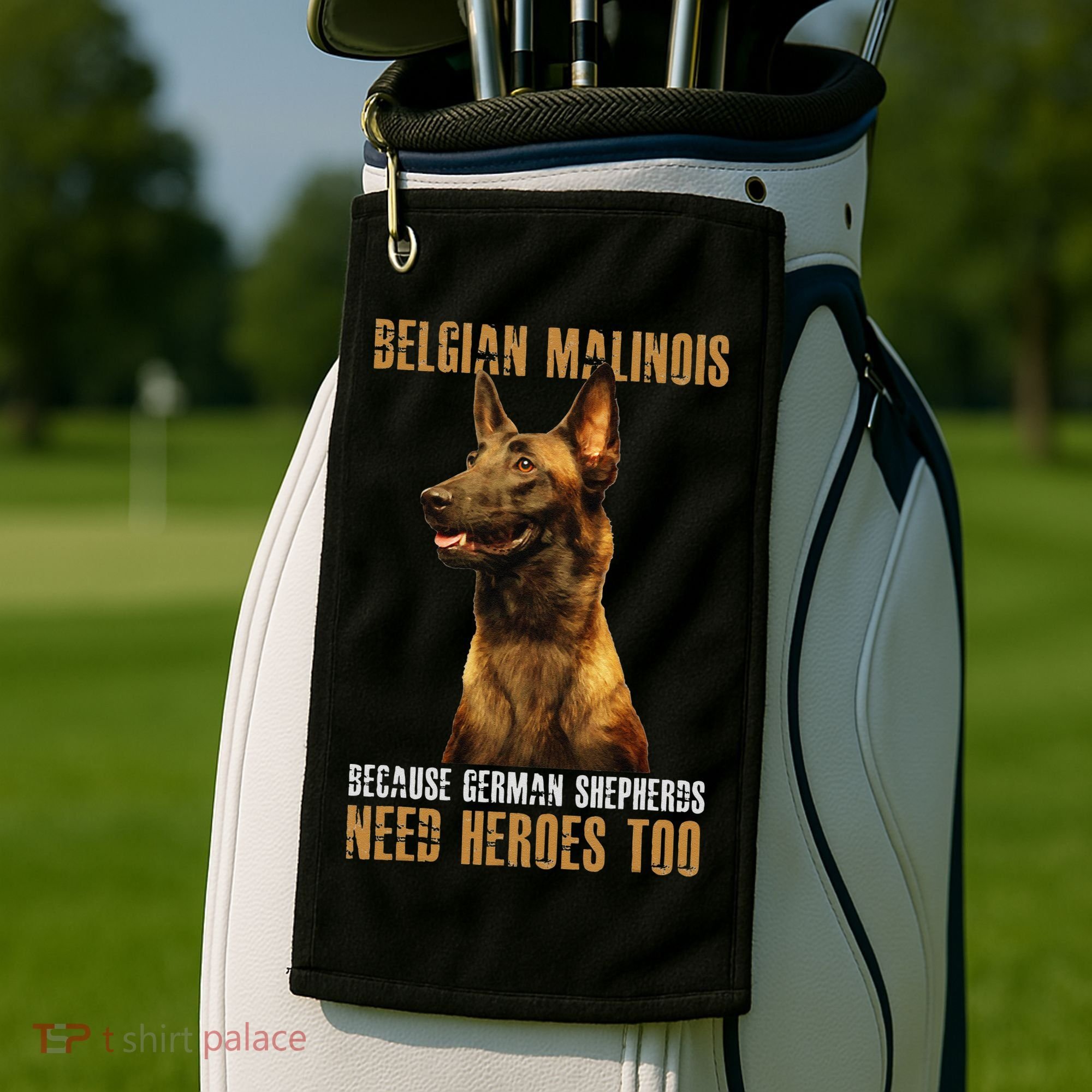 Belgian Malinois American Flag Funny Dog Gift Golf Towel