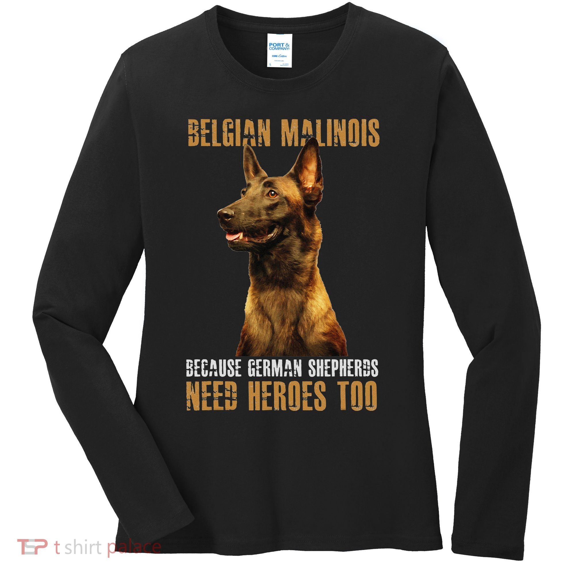 Belgian Malinois American Flag Funny Dog Gift Women's Long Sleeve Shirt