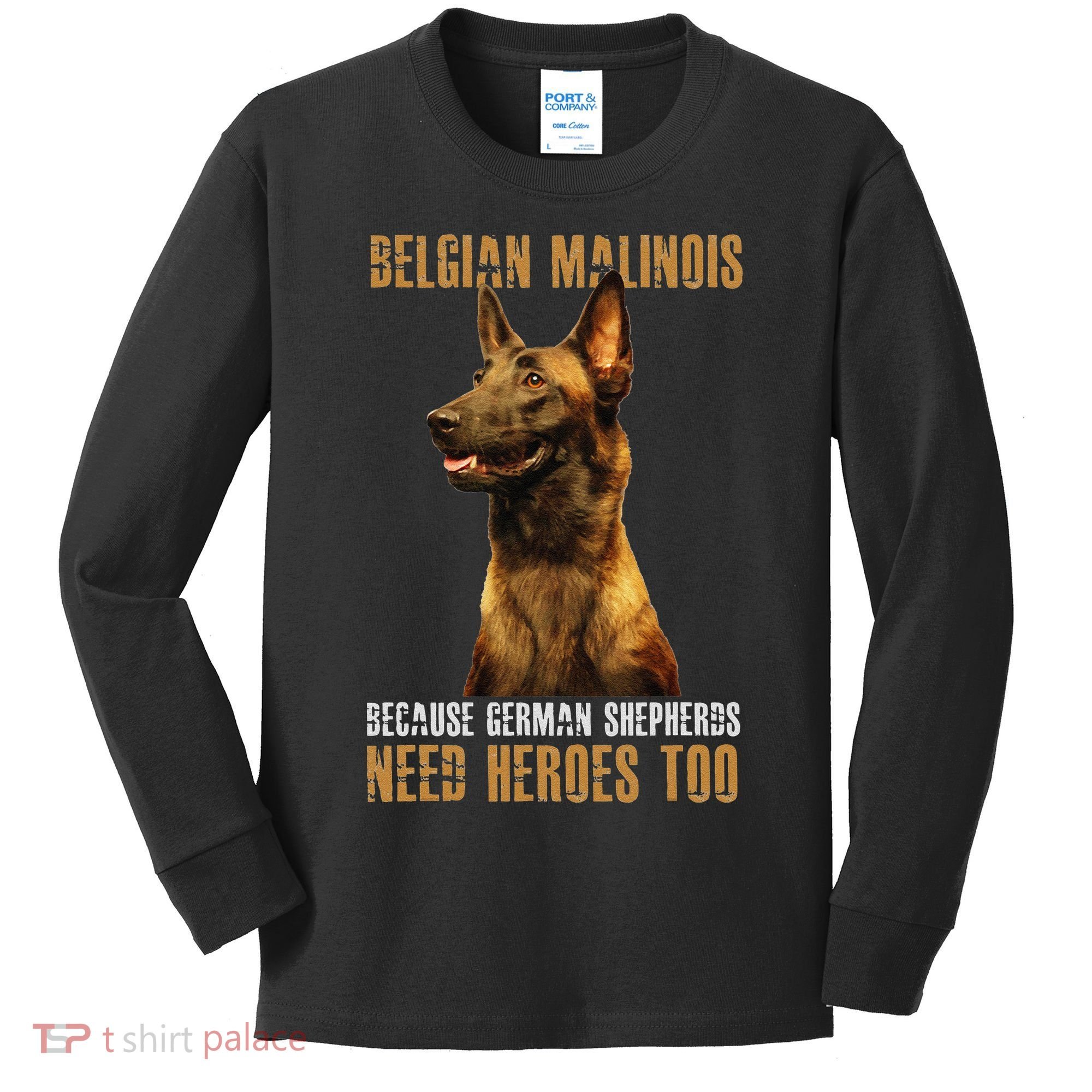 Belgian Malinois American Flag Funny Dog Gift Kids Long Sleeve Shirt